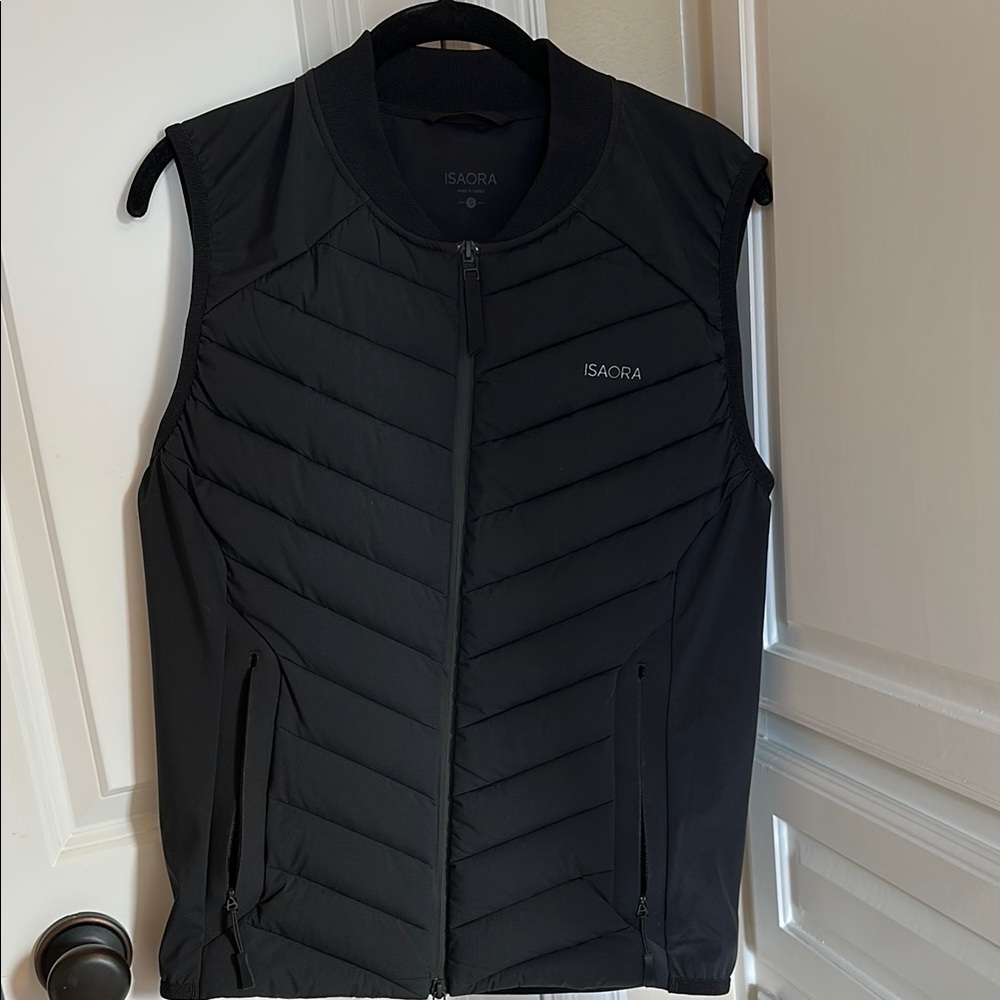 Men's Black Puffer Vest - Isaora - size small